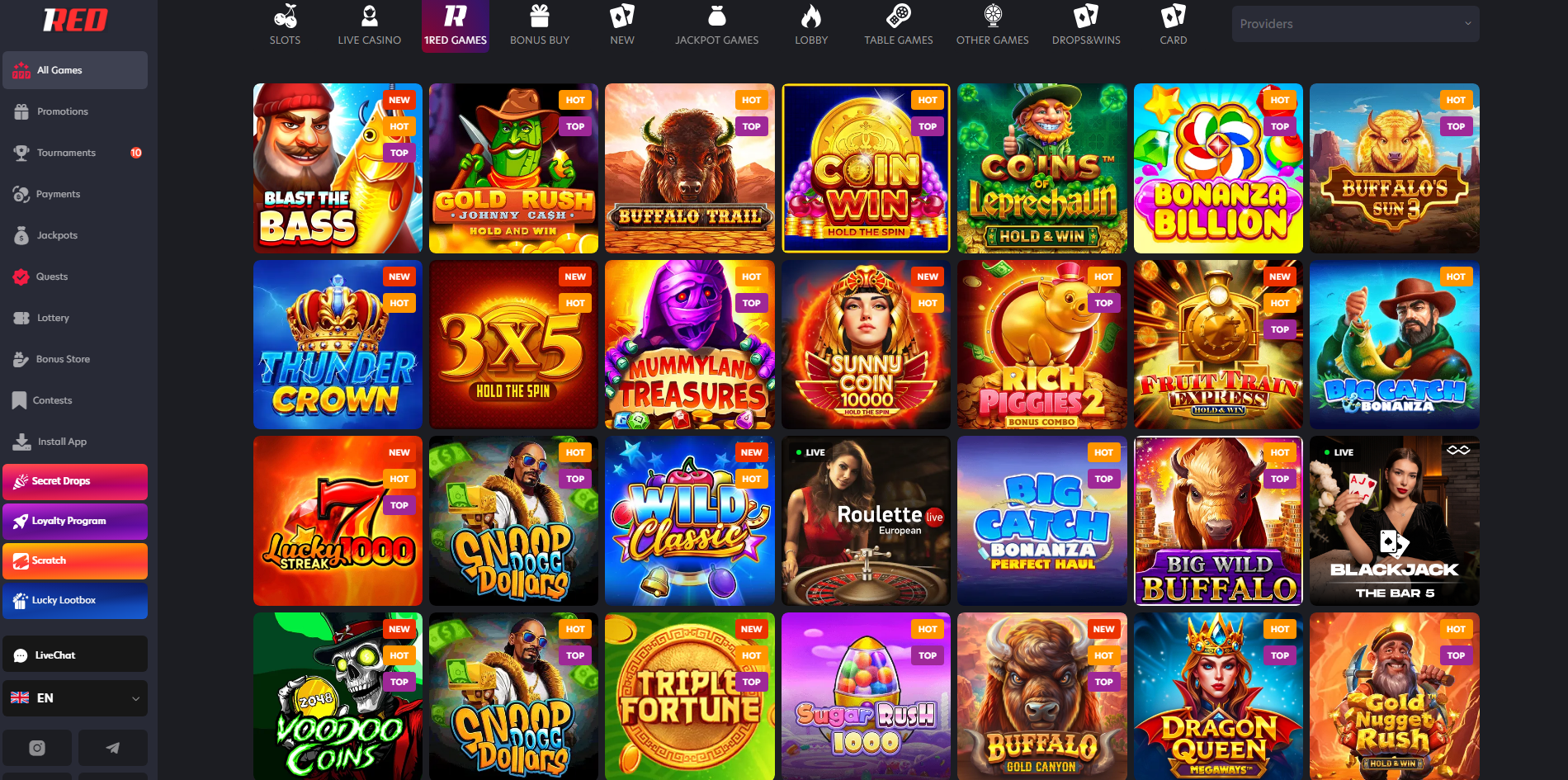 1red casino games